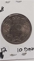 1938 10 DINARA COIN