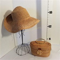 Woven Hat & Stand w/Purse