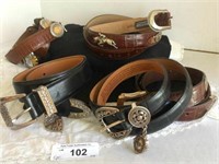 (5) BELTS...ALL LEATHER, SOME BRIGHTON,