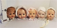 (5) Composition-Rubber-Porcelain Doll Heads