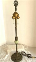 ART NOUVEAU BRASS AND AGATE LAMP 27"T - WORKS