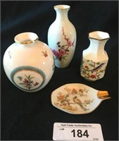 SPODE HAND PAINTED BUD VASE 4"T, (2) HAND