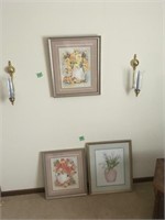3 pictures & wall candles