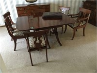 drop leaf table, 3/13" leafs, 6 chairs, table pads