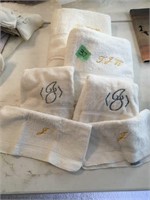 monogram J towels