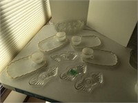 milk glass & grapevine snack trays, found cups for