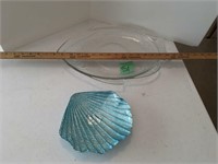 lg fish glass tray, blue shell tray