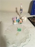 easter decor, glass tray