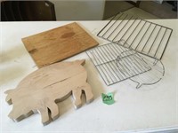 pig cutting board, wire racks