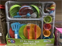 27 PC. TOY DISH SET WITH RACK