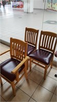 wooden dining chairs, 1 only has arms