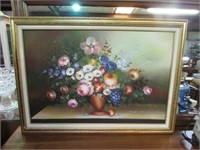 CANVAS PAINTING SIGNED & FRAMED 42X29 1/2