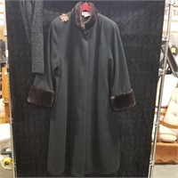 Preston & York Wool and Faux Fur Long Coat Sz. 14