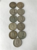 Group of (11) Franklin Half Dollars