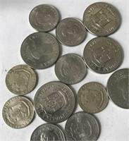 13 Large Philippine Coins