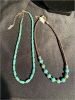 Two turquoise and sterling silver bead necklaces