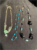 Three turquoise and sterling silver necklaces