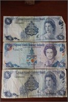 (3) Cayman Islands $1 Notes (1971, 1974, 2003)