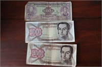 (3) 1990's Venezuelan Bank Notes