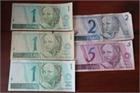 (5) Brazilian Bank Notes