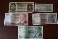 (5) Foreign Bank Notes (Turkey & Budapest)