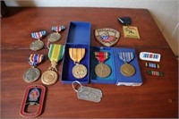 (13) Military Medals, Patches, and Memorabilia