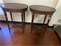 Pr French Oval Top Side Tables with Ormolu Mounts