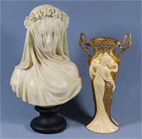 Resin Bust "The Veiled Maiden + Vase