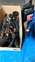 Oil Cans, Oil, Box of Misc Tools/Items,