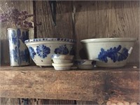 5pcs of Contemporary Blue-Decorated Stoneware