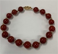 Carnelian Bracelet with 14k Clasp and Beads