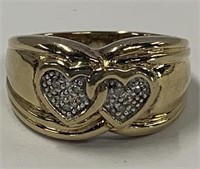Sterling and Diamonds Heart Ring