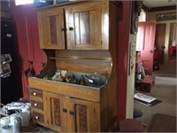 Antique Dry Sink with Hutch Top and Zinc Lining