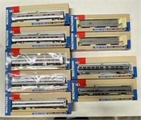 9 Pcs HO Scale Amtrak  RR Cars in Boxes