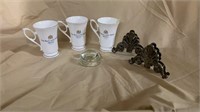 6pc Napkin Holders, x3 Rutland Hotel Teacups,