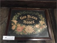 Vintage "God Bless this Home" Framed Print