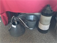 Punch Tin Hanging Lamp, Ice Bucket and Crocks