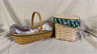 Two Longaberger Handwoven Basket and Tissue