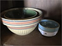 Collection of 4 Vintage Earthenware Mixing Bowls