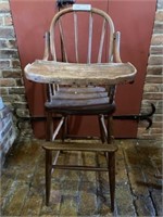 Antique Wooden High Chair with Tray