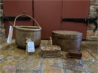 Vintage Wooden Pantry Box and Baskets