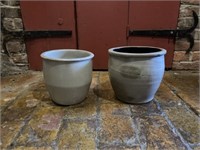 2 Taper-Sided Stoneware Crocks