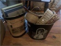 2 Vintage Trash Cans and Misc. Home Decor.