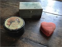 2 Trinket Boxes and Advertising Tin