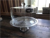 Glass Pedestal Cake Plate with Glass Cover