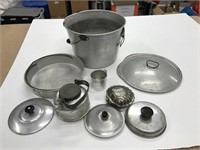 Lot of Vintage Aluminum Lids & Pot Plus