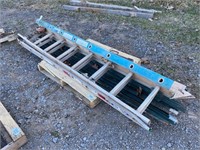 LOT OF (2) MISC LADDERS, T POSTS, AND T POST DRIVE