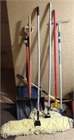 mops, brooms, shovels