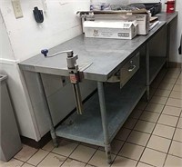 stainless steel prep table with commercial can