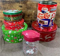 Assortment of Tins / Storage Jar / Pepsi Pail